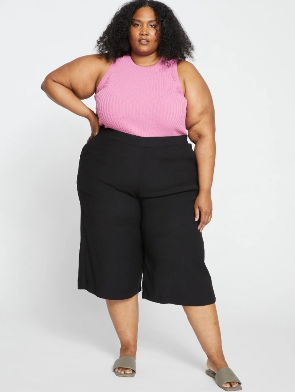 Universal Standard Elvo Double Luxe Wide Leg Culottes Black Size Medium (18-20)